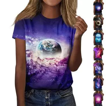 Женская футболка, повседневный свободный пуловер с круглым вырезом и коротким рукавом с принтом M золотой