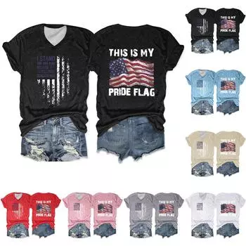 Женская футболка, повседневный свободный пуловер с v-образным вырезом и короткими рукавами с принтом L чёрный