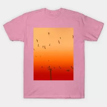 Женская футболка Рассвет Принт Харадзюку Каваий Футболка Летняя с коротким рукавом Женская футболка Топ Футболка S розовый