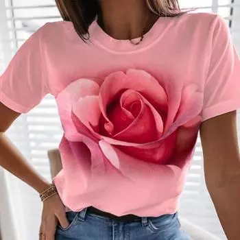 Женская футболка Ретро футболка с 3D-принтом Модная популярная одежда Футболка большого размера Летняя женская футболка с круглым вырезом S