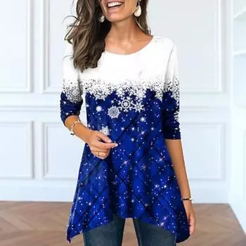 Женская футболка Рождественская рубашка с принтом в клетку Weekend Basic Christmas с длинным рукавом и круглым вырезом, черная, осень и зима S