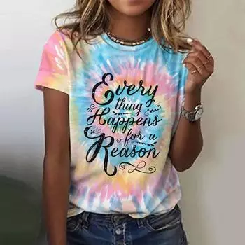 Женская футболка с 3d градиентным буквенным принтом и круглым вырезом, блузка с короткими рукавами, модная футболка больших размеров для женщин, женская одежда XXS