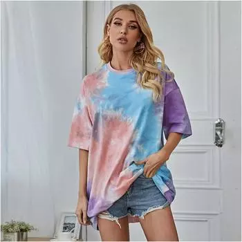 Женская футболка с 3d красочным принтом, футболки Y2k, повседневная футболка с короткими рукавами, летние футболки большого размера, женская одежда S