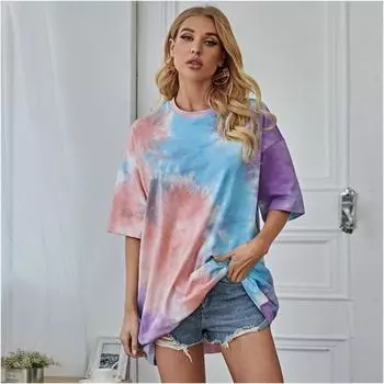 Женская футболка с 3d красочным принтом, футболки Y2k, повседневная футболка с короткими рукавами, летние футболки большого размера, женская одежда S