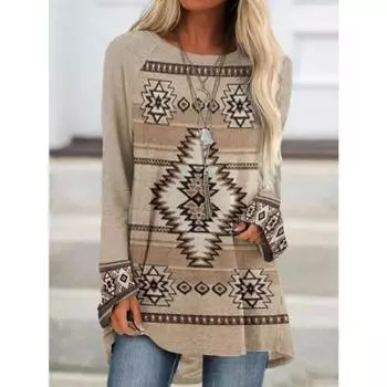 Женская футболка с абстрактным рисунком в полоску Футболки с принтом Женская модная футболка Топы с длинным рукавом Футболки Женская футболка Винтаж S