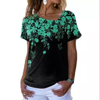 Женская футболка с абстрактными цветами и 3d принтом, полиэстер, пуловер по индивидуальному заказу, подходит для всех сезонов, на каждый день, с короткими рукавами 8XL