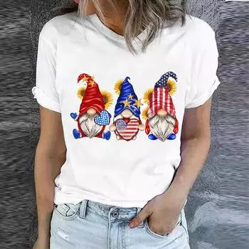 Женская футболка с американским флагом 4 июля, женская повседневная блузка с короткими рукавами, топы