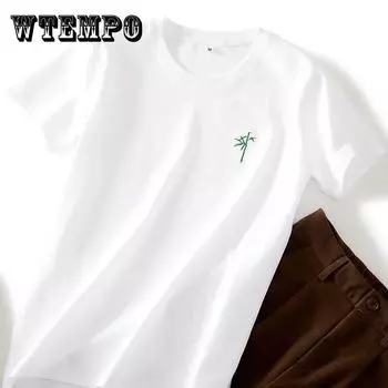 Женская футболка с бамбуковой вышивкой, летняя повседневная тонкая футболка, женская базовая футболка с короткими рукавами XL