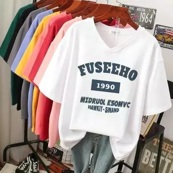 Женская футболка с буквенным принтом, летняя, большого размера, с короткими рукавами, однотонный топ, пара, напечатанная цифра, O-образный вырез, свободные футболки XL белый