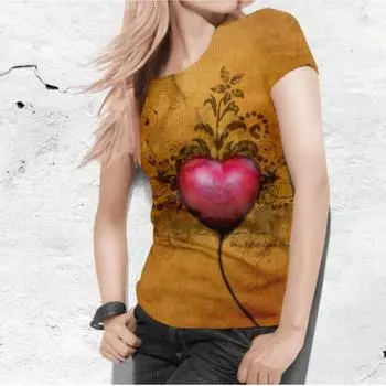 Женская футболка с цифровой 3D печатью, модная, универсальная, тонкая, легкая, повседневная одежда, Harajuku, с коротким рукавом, для отдыха, лето S