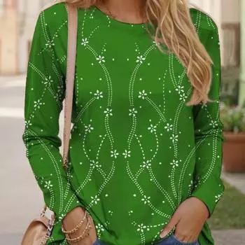 Женская футболка с цветочным принтом 3D, модная, с длинным рукавом, праздничная, забавная, с круглым вырезом, стандартного кроя, весна и осень, толстовка M