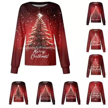Женская футболка с цветочным принтом, рукавом три четверти, рождественским принтом, воротником на пуговицах, верхняя часть, нижняя часть рубашки XXXL