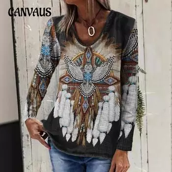 Женская футболка с длинным рукавом и круглым вырезом в винтажном стиле 1XL серый/белый