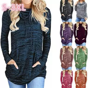 Женская футболка с длинным рукавом MAITA, свободные осенние футболки с карманами, уличная одежда на шнуровке, рабочие топы, спортивный черный спортивный костюм, большие размеры XXXL чёрный