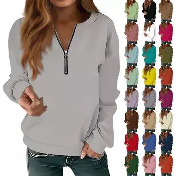 Женская футболка с длинным рукавом, модная, на молнии, облегающая, повседневная, однотонная, с верхом, футболка, пуловер, летний, осенний, с большим воротником, с боковыми пуговицами, длинный рукав S зелёный