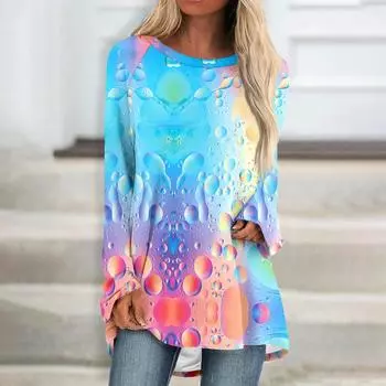 Женская футболка с длинным рукавом с винтажным принтом, женская одежда больших размеров на осень и зиму, большие размеры Feminino S