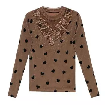 Женская футболка с длинными рукавами для женщин на осень, новый стиль, внутренняя и внешняя сетчатая рубашка, теплый топ с функцией глажки M