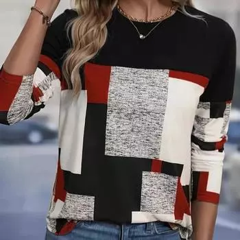 Женская футболка с длинными рукавами и геометрическим принтом S