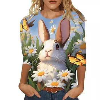 Женская футболка с длинными рукавами и принтом, повседневный модный пуловер с круглым вырезом, свободная футболка для женщин S