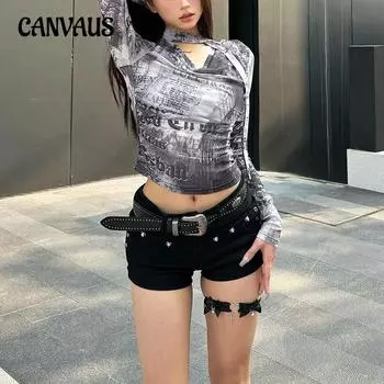 Женская футболка с длинными рукавами и V-образным вырезом, облегающая, уличная мода, осень-зима S серый