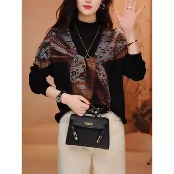 Женская футболка с длинными рукавами в иностранном стиле, зимняя новая футболка с принтом для мамы, теплая внутренняя рубашка S