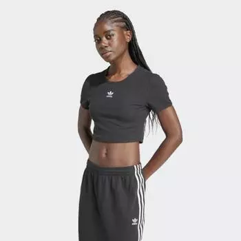 Женская футболка S Essential Lip Tea Adidas Original Crop Tee черного цвета AXS(85)