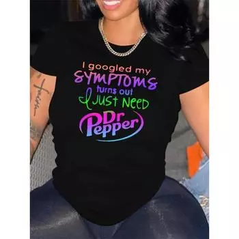 Женская футболка с градиентным принтом и буквами, повседневный топ с коротким рукавом для весны и лета S