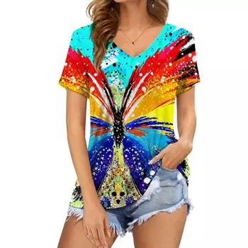 Женская футболка с граффити и цифровой печатью, модная женская одежда с короткими рукавами, летний пуловер для отдыха, повседневные уличные хипстерские топы 7XL