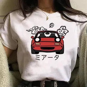 Женская футболка с графическим принтом Miata, летняя повседневная рубашка с коротким рукавом, топы Harajuku, женская футболка, милая мультяшная одежда M