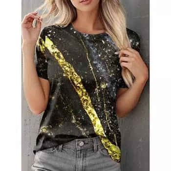 Женская футболка с графическим винтажным принтом, стильная, повседневная, с коротким рукавом, круглым вырезом, круглым вырезом, обычными топами, повседневная, с принтом, лето-весна S