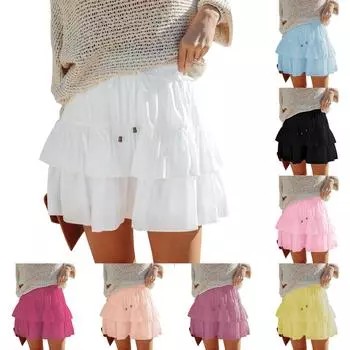 Женская футболка с коротким рукавом, элегантная повседневная рубашка, весенне-летний наряд, струящиеся плиссированные топы с круглым вырезом спереди, летние топы L чёрный