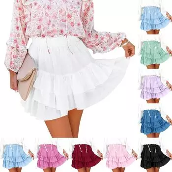 Женская футболка с коротким рукавом, элегантная повседневная рубашка, весенне-летний наряд, струящиеся плиссированные топы с круглым вырезом спереди, летние топы L чёрный