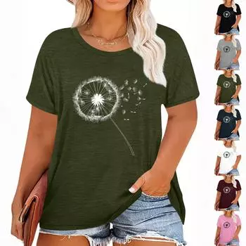 Женская футболка с коротким рукавом и гавайским цветочным принтом L армия зеленый