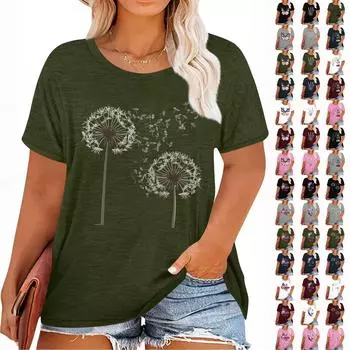 Женская футболка с коротким рукавом и гавайским цветочным принтом L армия зеленый