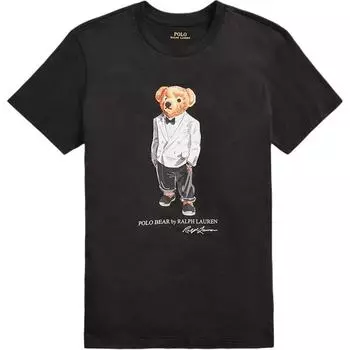 Женская футболка с коротким рукавом и круглым вырезом Polo Ralph Lauren с принтом медведя 211795419-002 M