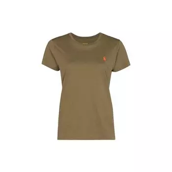 Женская футболка с коротким рукавом и круглым вырезом Polo Ralph Lauren с вышивкой, топы, коричневая 211734144-047 XS