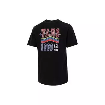 Женская футболка с коротким рукавом и круглым вырезом Vans Rainbow Logo, черные VN0A54LLBLK S