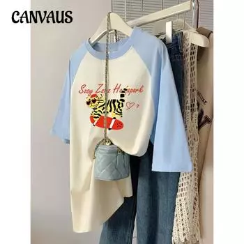 Женская футболка с коротким рукавом и принтом на спине и рукавом на плече M белый/чёрный