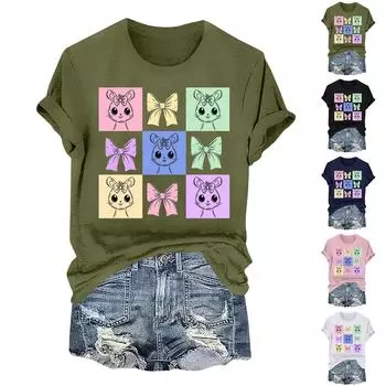 Женская футболка с коротким рукавом и принтом пасхального кролика L армия зеленый