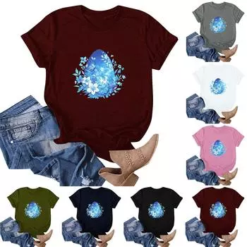 Женская футболка с коротким рукавом и принтом пасхального кролика L