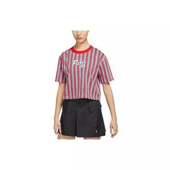 Женская футболка с коротким рукавом в полоску Jordan Paris Saint-Germain, красные DM4999-090 S