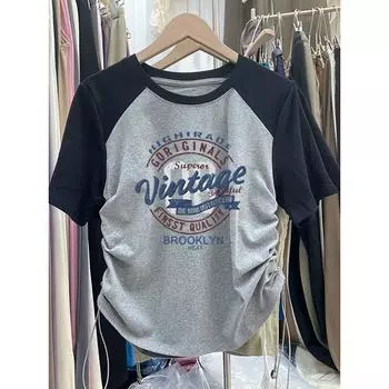 Женская футболка с короткими рукавами, летняя, с рукавами реглан, с круглым вырезом, облегающая, свободная, для девочек, одежда больших размеров, мода M