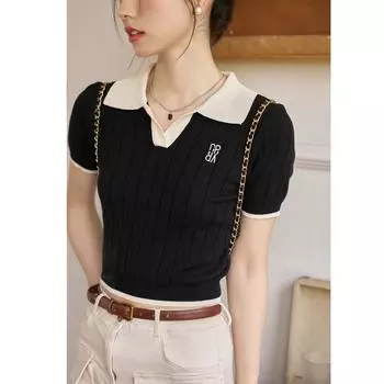 Женская футболка с короткими рукавами Mishow, летняя базовая тонкая короткая блузка специального дизайна с отложным воротником, женская одежда MXC33Z0047