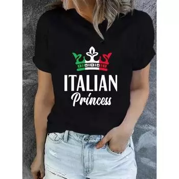 Женская футболка с креативным дизайном «Италия и Корона», летняя модная футболка с круглым вырезом и коротким рукавом