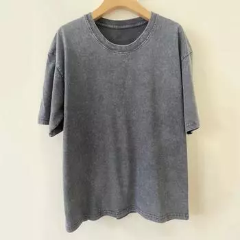 Женская футболка с круглым рукавом, однотонная верхняя часть с потертой шеей, короткие цветные пуловеры свободного кроя, топы L серый