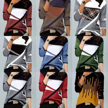 «Женская футболка с круглым вырезом, длинными рукавами и принтом контрастного цвета» 5XL чёрный