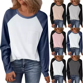 Женская футболка с круглым вырезом и длинным рукавом реглан, однотонная, модная, универсальная, свободная XXL хаки