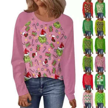 Женская футболка с круглым вырезом и длинным рукавом реглан, однотонная, модная, универсальная, свободная L армия зеленый