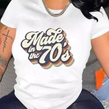 Женская футболка с круглым вырезом и коротким рукавом с надписью «Wish» S оранжевый