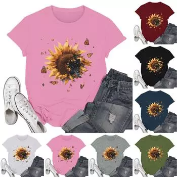 Женская футболка с круглым вырезом и короткими рукавами с принтом XXXXL чёрный